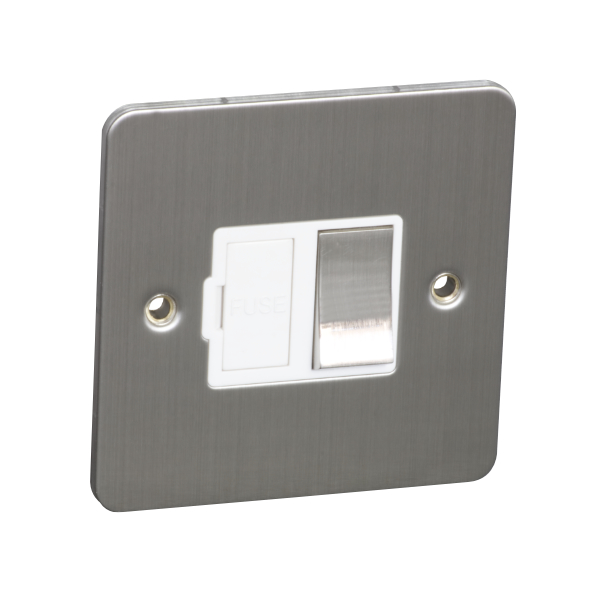 13A Fused Switch Spur Satin Brushed Chrome Flat 