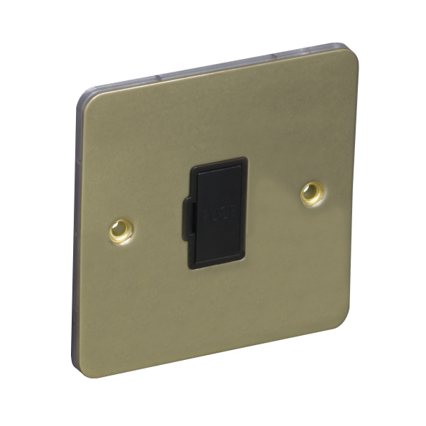 13A Unswitched Fuse Connection Unit Spur - Polished Brass (Black) - Flat Plate - 3886527