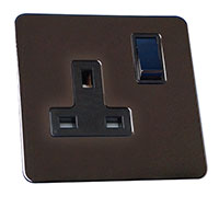 13A Socket - 1 Gang - Black Nickel - Screw Less Flat Plate - 3888201