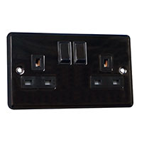 13A Socket - 2 Gang - Black Nickel - Round Angled Plate - 3888223