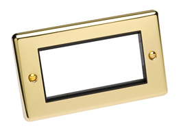 2 Gang Polished Brass Round Angle Plate - 3888526