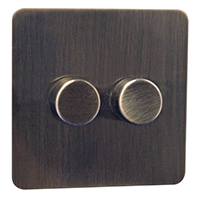 Dimmer Switch - 2 Gang 2 Way - Antique Brass (Black) - Screw Less Flat Plate - 3889108