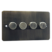 Dimmer Switch - 4 Gang 2 Way - Antique Brass (Black) - Flat Plate - 3889119