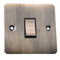 Light Switch - 1 Gang 1 Way - Antique Brass (Black) - Flat Plate - 3889120