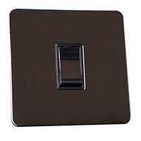 Light Switch - 1 Gang 1 Way - Black Nickel - Screw Less Flat Plate - 3889210