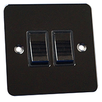 Light Switch - 2 Gang 2 Way - Black Nickel - Flat Plate - 3889221