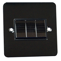 Light Switch - 3 Gang 2 Way - Black Nickel - Flat Plate - 3889222