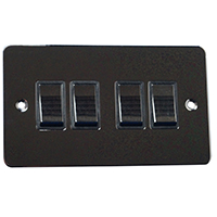 Light Switch - 4 Gang 2 Way - Black Nickel - Flat Plate - 3889223