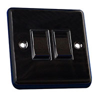 Light Switch - 2 Gang 2 Way - Black Nickel - Round Angled Plate - 3889231