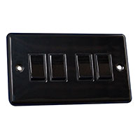 Light Switch - 4 Gang 2 Way - Black Nickel - Round Angled Plate - 3889233