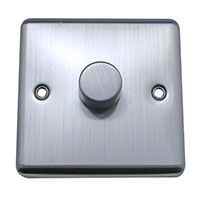 Dimmer Switch - 1 Gang 2 Way - Brushed Chrome (White) - Round Angled Plate - 3889327