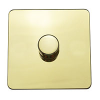 Dimmer Switch - 1 Gang 2 Way - Polished Brass (Black) - Screw Less Flat Plate - 3889507