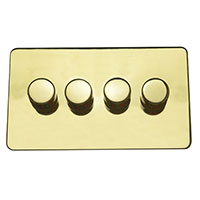 Dimmer Switch - 4 Gang 2 Way - Polished Brass (Black) - Screw Less Flat Plate - 3889509