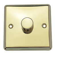 Dimmer Switch - 1 Gang 2 Way - Polished Brass (Black) - Round Angled Plate - 3889527