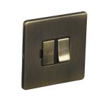 13A Switched Fuse Connection Unit Spur - Antique Brass (Black) - Screw Less Flat Plate - 3886119