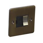 13A Switched Fuse Connection Unit Spur - Antique Brass (Black) - Flat Plate - 3886129