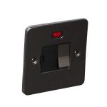 13A Switched Fuse Connection Unit Spur with Neon - Black Nickel (Black) - Flat Plate - 3886230