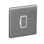 13A Unswitched Fuse Connection Unit Spur - Brushed Chrome (White) - Screw Less Flat Plate - 3886317