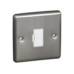 13A Unswitched Fuse Connection Unit Spur - Brushed Chrome (White) - Right Angled Plate - 3886337