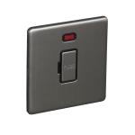 13A Unswitched Fuse Connection Unit Spur with Neon - Brushed Chrome (Black) - Screw Less Flat Plate - 3886418